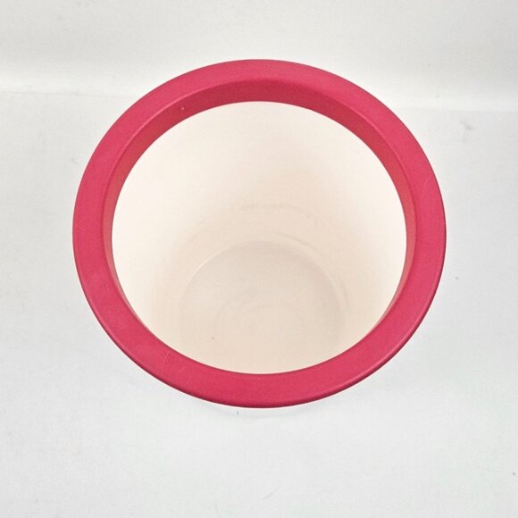 Tupperware Utensil Holder White Pink Rim A Container 2422B-4 Plastic Vintage - Picture 2 of 8